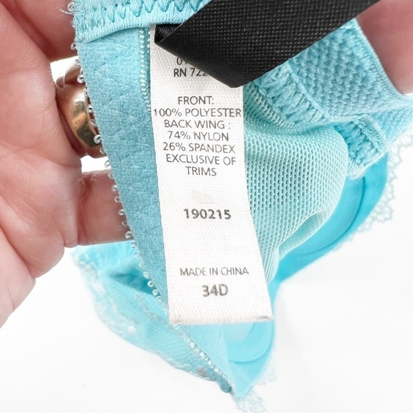 ✅ ADORE ME TURQUOISE AND WHITE LACE BRA WITH UNDERWIRE SIZE 34D - Picture 6 of 7